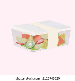 fruit salad packaging mock up. realistic vector fruit holder.