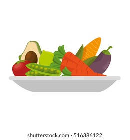 fruit salad plate isolated icon