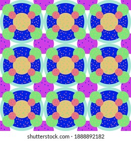 Fruit salad , seamless pattern on a purple background.