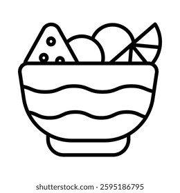 Fruit Salad Vector Line Icon Design