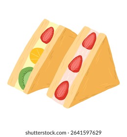 Fruit sando Japanese sandwich illustration 
