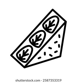 fruit sando sandwich japanese korean food snack - icon symbol flat lineart outline sticker element journal illustration