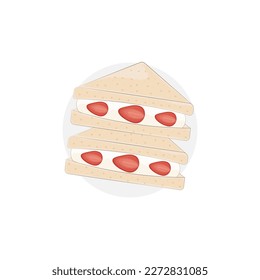 Fruit Sando Vector Illustration Logo With Strawberry Fruit Filled