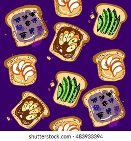 Fruit sandwich on purple background