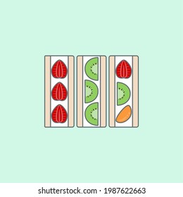Fruit sandwich. Strawberry, kiwi, orange, and  cream sandwich. Japanese style sandwich.