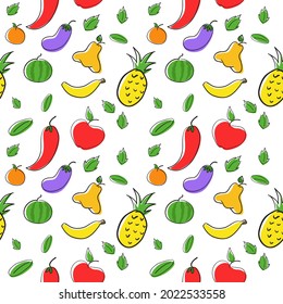 Ilustración De Diseño Impresionante. Banana de frutas y verduras vectoriales Ilustración
