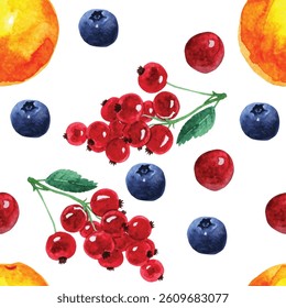 Fruit seamless hand painting watercolor vector pattern