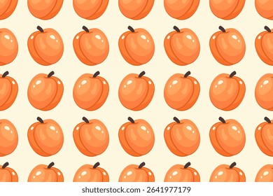 Fruit Seamless pattern. Apricot background. Fresh Ripe apricot. Repeatable texture with Whole juicy vitamin. Vector illustration for print, for wallpaper, textile, print, packaging, backdrop