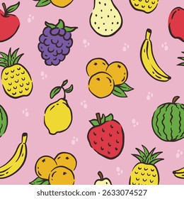 Fruit Seamless Pattern Background Flat Design Vector Download
