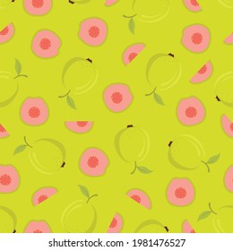 Fruit seamless pattern background vector. Seamless pattern with guava fruits background vector
