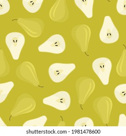 Fruit seamless pattern background vector. Seamless pattern with Pear fruits background vector