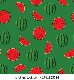 Fruit seamless pattern background vector. Seamless pattern with watermelon fruit background vector