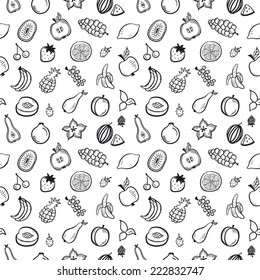 Fruit seamless pattern black and white
