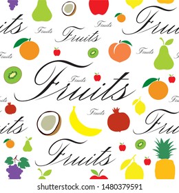 fruit seamless pattern with calligraphic inscription