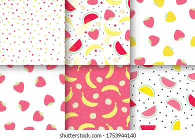 Fruit seamless pattern collection sweet pink tone for design