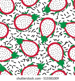 Fruit seamless pattern with dragon fruits.