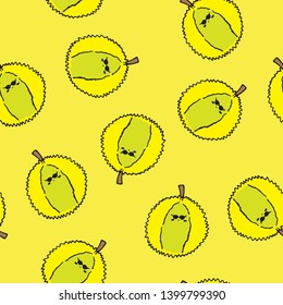 Fruit seamless pattern durian on background Vector illustration