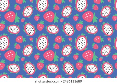 A fruit seamless pattern. flat vector illustration. Template for Notebook covers, pattern for wallpapers, textile or nature background. hand-drawn vector elements. Healthy natural vitamin food