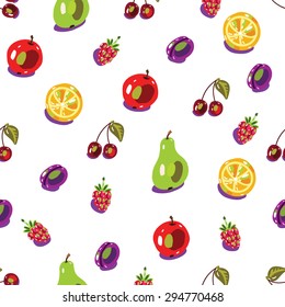 fruit seamless pattern in funny cartoon style