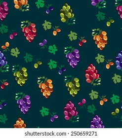 Fruit seamless pattern. Grape vector illustration.