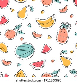 Fruit seamless pattern. Healthy eating. Vector background.