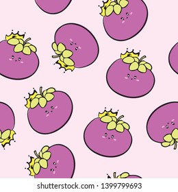 Fruit seamless pattern 
mangosteen on background Vector illustration 