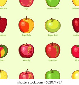 Fruit seamless pattern on light green background. 