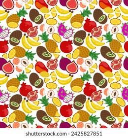 Patrón sin fisuras de la fruta sobre un fondo blanco. Ilustración dibujada a mano, diseño de impresión.