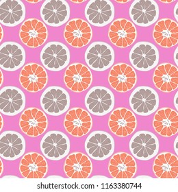 Fruit seamless pattern with orange and grapefruit.