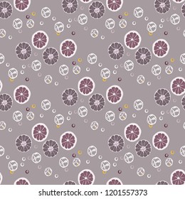 Fruit seamless pattern with orange and grapefruit. Fruit with ice. Cocktail pattern.