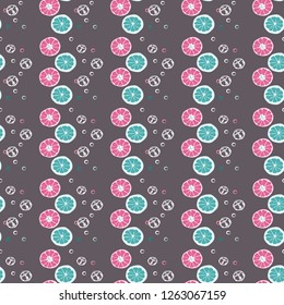 Fruit seamless pattern with orange and grapefruit. Fruit with ice. Cocktail pattern.