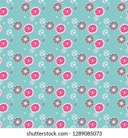Fruit seamless pattern with orange and grapefruit. Fruit with ice. Cocktail pattern.