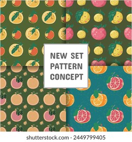 Fruit seamless pattern, seamless set of patterns