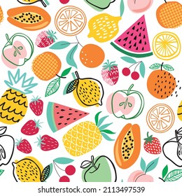 Fruit seamless pattern. Summer background