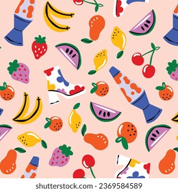 Fruit seamless pattern. Summer background