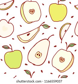 Fruit seamless pattern. Vector.