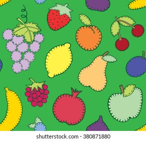 Fruit seamless pattern. Vector illustration.
