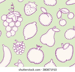 Fruit seamless pattern. Vector illustration.