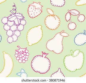 Fruit seamless pattern. Vector illustration.