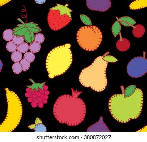 Fruit seamless pattern. Vector illustration.