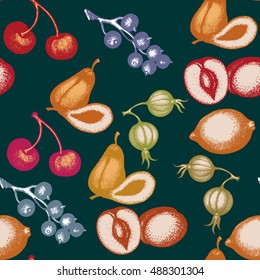 Fruit seamless pattern vintage vector