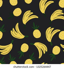 Fruit seamless pattern for your design. Abstract background. Banana, pineapple, watermelon, kiwi