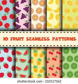 fruit seamless patterns, colorful background