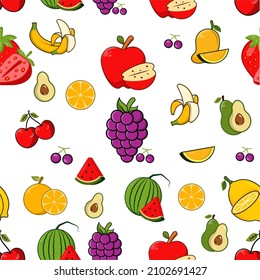 Fruit seamless vector design templates isolated on white background