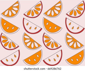 Fruit seamless vector orange watermelon kitchen children pattern