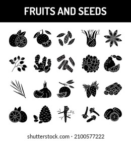 Fruit and seeds сolor line icons set. Pictogram for web page, mobile app, promo. UI UX GUI design element. Editable stroke.