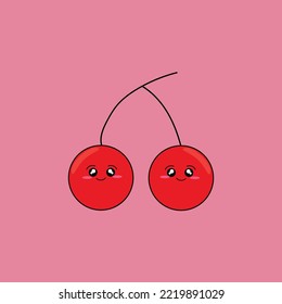Vector de la serie de frutas, vector lindo del fruto del cerezo. Ideal para aprender tanto para niños como para íconos.
