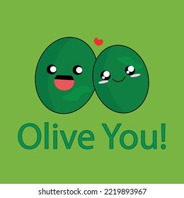 Fruit series vector, cute olive fruit vector. Great for learning for kids as well as as icons.