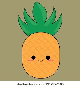 Fruit series vector, cute pineapple fruit vector. Great for learning for kids as well as as icons.