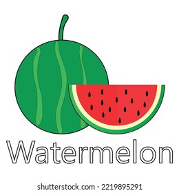 Fruit series vector, cute watermelon fruit vector. Great for learning for kids as well as as icons.